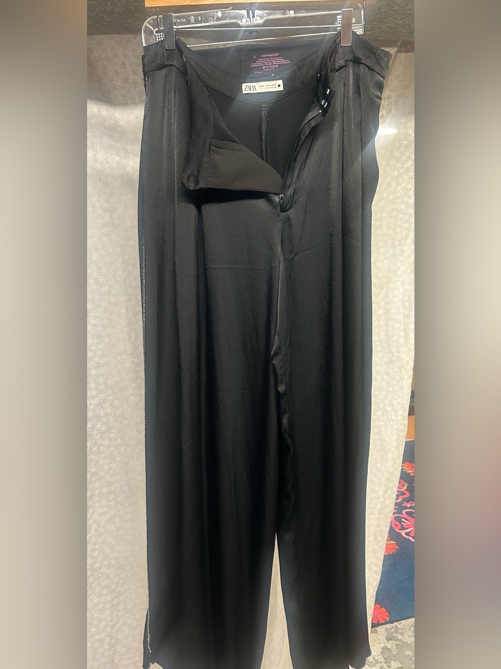 Zara Women's Black Wide-Leg Dress Pants